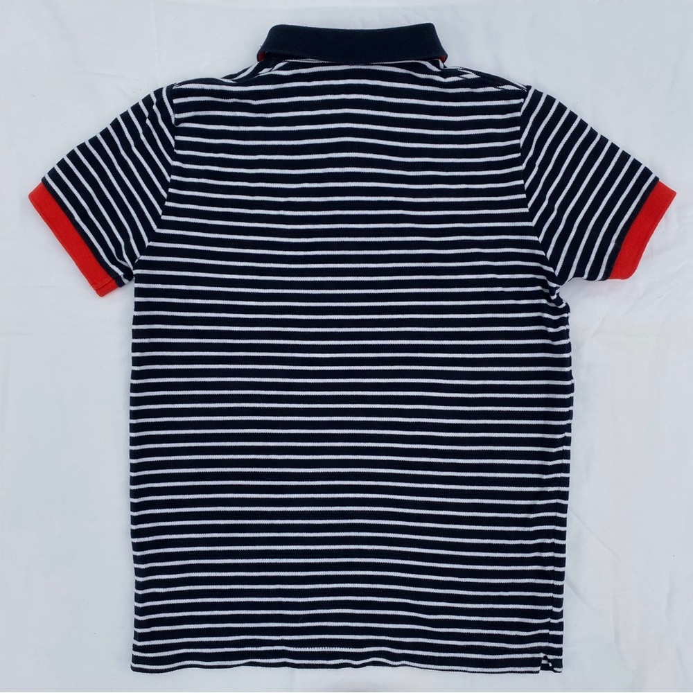 French Connection Navy & White Striped Short Sleeve Polo Shirt - Picture 2 of 7